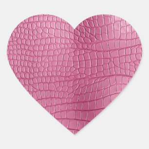 Roze Faux Alligator Animal Print Hart Sticker
