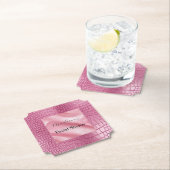 Roze Faux Alligator Animal Print Kartonnen Onderzetters (Insitu)