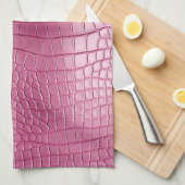 Roze Faux Alligator Animal Print Theedoek (Quarter Fold)
