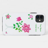 Roze Faux Applique Flowers Design on White Case-Mate iPhone Case (Achterkant (horizontaal))