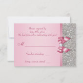 Roze Faux Bow & Diamonds RSVP (Achterkant)