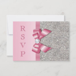 Roze Faux Bow & Diamonds RSVP