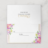 Roze & Faux Folie Goud Bloemen Vrijgezellenfeest Plaatskaartje (Buitenkant ongevouwen)