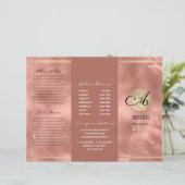Roze Faux Folie Monogram Logo Drievoudig Brochure (Staand voorkant)