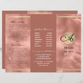 Roze Faux Folie Monogram Logo Drievoudig Brochure (Voorkant / Achterkant)