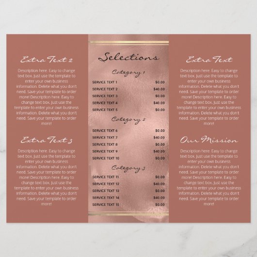 Roze Faux Folie Monogram Logo Drievoudig Brochure (Achterkant)