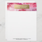 Roze Faux Folie Waterverf Letterhead Gepersonaliseerd Briefhoofd (Voorkant / Achterkant)