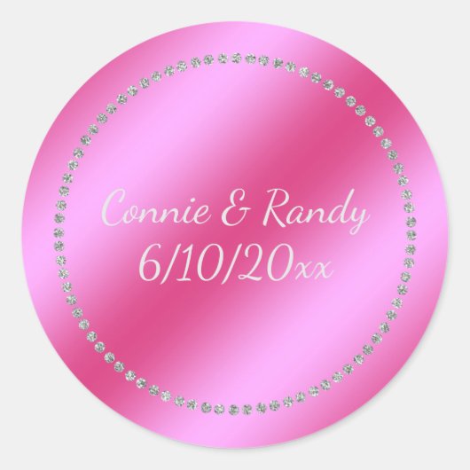 Roze Faux Folie Wedding Sticker (Voorkant)