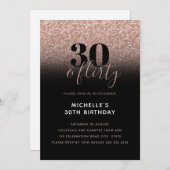 Roze Faux Glitter 30 & Flirty 30th Birthday Kaart (Voorkant / Achterkant)