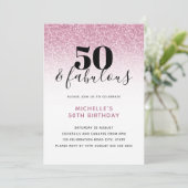 Roze Faux Glitter 50 & Fabulous 50th Birthday Kaart (Staand voorkant)