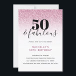 Roze Faux Glitter 50 & Fabulous 50th Birthday Kaart<br><div class="desc">Kan volledig worden aangepast aan uw behoeften. © Gorjo Design. Gemaakt voor je via het Zazzle platform. // Op zoek naar overeenkomende objecten? Andere kantoorbenodigdheden uit de set die beschikbaar is in de afdeling "collecties" van mijn winkel. // Hulp nodig bij het aanpassen van uw ontwerp? Heb je andere ideeën?...</div>