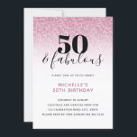Roze Faux Glitter 50 & Fabulous 50th Birthday Kaart<br><div class="desc">Kan volledig worden aangepast aan uw behoeften. © Gorjo Design. Gemaakt voor je via het Zazzle platform. // Op zoek naar overeenkomende objecten? Andere kantoorbenodigdheden uit de set die beschikbaar is in de afdeling "collecties" van mijn winkel. // Hulp nodig bij het aanpassen van uw ontwerp? Heb je andere ideeën?...</div>