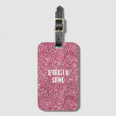 Roze Faux Glitter Bagagelabel (Voorkant (verticaal))