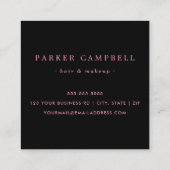 Roze faux glitter border black elegant mode vierkante visitekaartje (Achterkant)