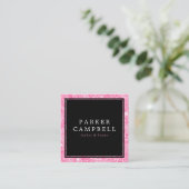 Roze faux glitter border black elegant mode vierkante visitekaartje (Staand voorkant)
