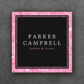 Roze faux glitter border black elegant mode vierkante visitekaartje