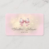 roze faux glitter bow logo visitekaartje (Voorkant)