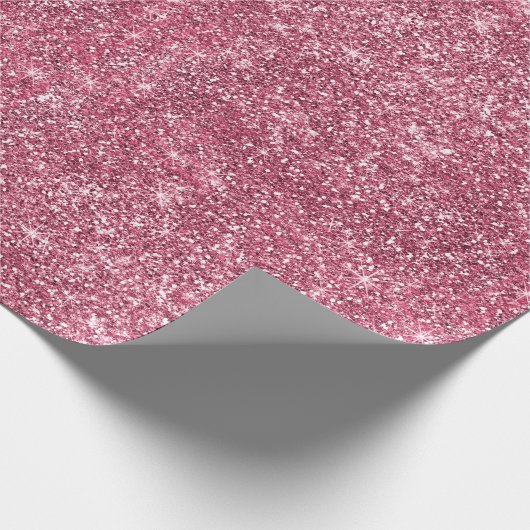 Roze Faux Glitter Cadeaupapier (Hoek)