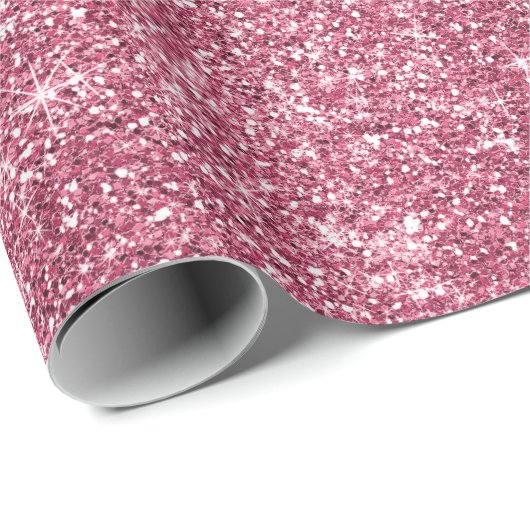 Roze Faux Glitter Cadeaupapier (Rol Hoek)