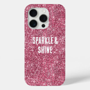 Roze Faux Glitter iPhone 15 Pro Case