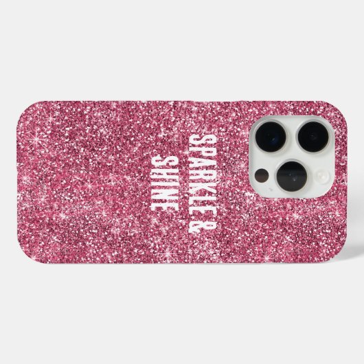 Roze Faux Glitter Case-Mate iPhone Case (Achterkant (horizontaal))