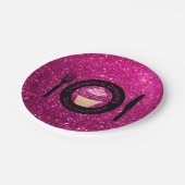 Roze faux glitter Cupcakes Borden papier Papieren Bordje (Gekanteld)