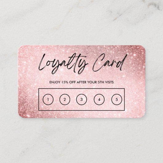 Roze Faux Glitter Custom Loyalty Kaart Visitekaartje (Voorkant)