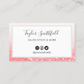 Roze Faux Glitter Custom Loyalty Kaart Visitekaartje (Achterkant)