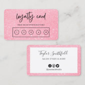 Roze Faux Glitter Custom Loyalty Kaart Visitekaartje (Voorkant / Achterkant)