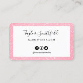 Roze Faux Glitter Custom Loyalty Kaart Visitekaartje (Achterkant)