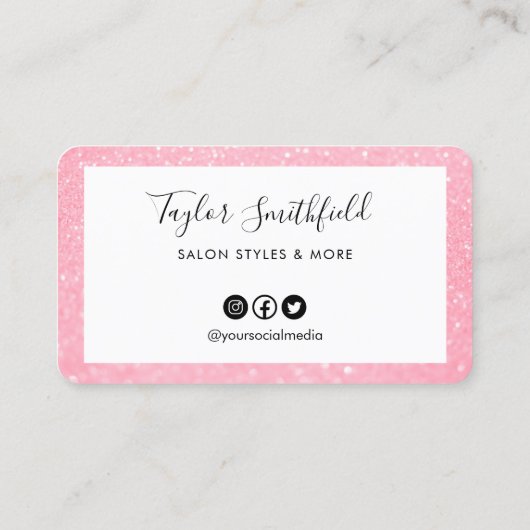 Roze Faux Glitter Custom Loyalty Kaart Visitekaartje (Achterkant)