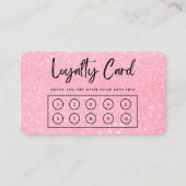 Roze Faux Glitter Custom Loyalty Kaart Visitekaartje (Voorkant)
