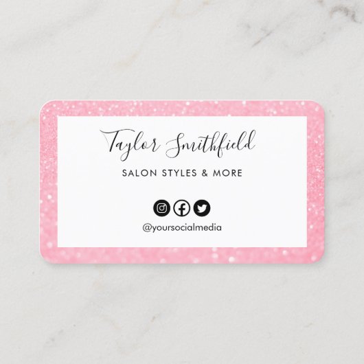 Roze Faux Glitter Custom Loyalty Kaart Visitekaartje (Achterkant)