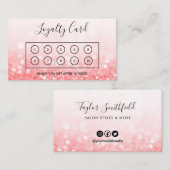 Roze Faux Glitter Custom Loyalty Kaart Visitekaartje (Voorkant / Achterkant)