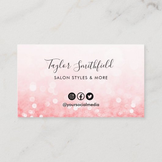 Roze Faux Glitter Custom Loyalty Kaart Visitekaartje (Achterkant)