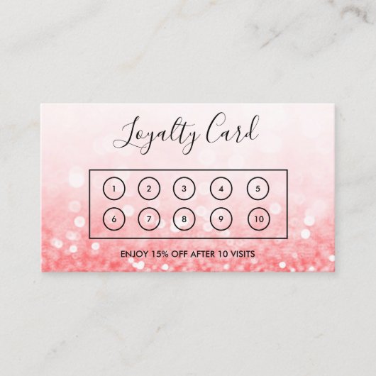 Roze Faux Glitter Custom Loyalty Kaart Visitekaartje (Voorkant)