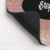 Roze Faux Glitter Custom Name Mousepad Muismat (Hoek)