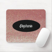 Roze Faux Glitter Custom Name Mousepad Muismat (Met muis)