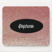 Roze Faux Glitter Custom Name Mousepad Muismat (Voorkant)