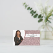 Roze Faux Glitter Custom Professional Foto Visitekaartje (Staand voorkant)