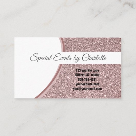 Roze Faux Glitter Custom Professional Foto Visitekaartje (Achterkant)