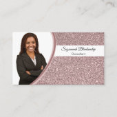 Roze Faux Glitter Custom Professional Foto Visitekaartje (Voorkant)