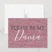 Roze Faux Glitter Dama Quinceanera Voorstel Uitnodiging Briefkaart (Voorkant / Achterkant)