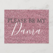 Roze Faux Glitter Dama Quinceanera Voorstel Uitnodiging Briefkaart (Voorkant)