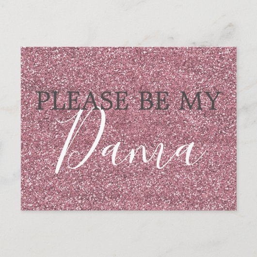 Roze Faux Glitter Dama Quinceanera Voorstel Uitnodiging Briefkaart (Voorkant)