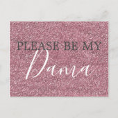 Roze Faux Glitter Dama Quinceanera Voorstel Uitnodiging Briefkaart (Voorkant)