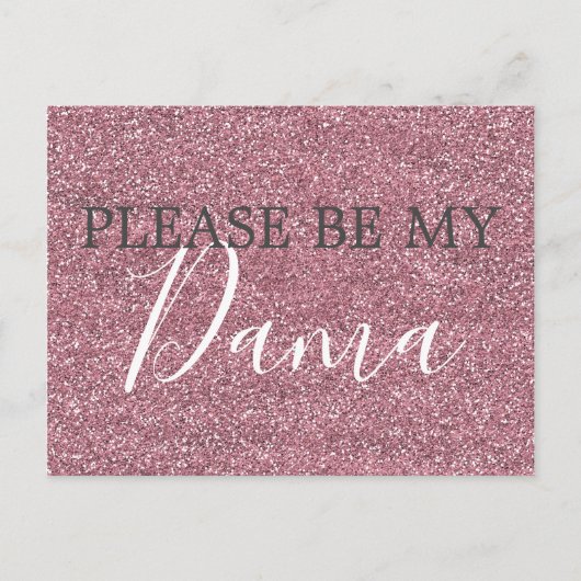 Roze Faux Glitter Dama Quinceanera Voorstel Uitnodiging Briefkaart (Voorkant)