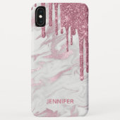 Roze Faux Glitter Drips iPhone 6.5 Hoesje (Achterkant)