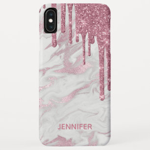 Roze Faux Glitter Drips iPhone 6.5 Hoesje