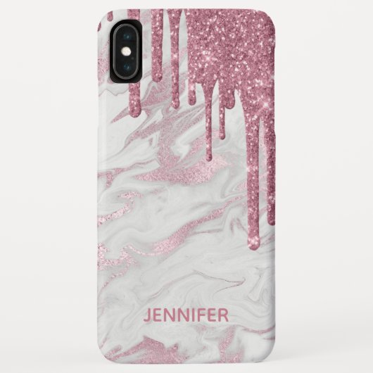 Roze Faux Glitter Drips iPhone 6.5 Hoesje (Achterkant)